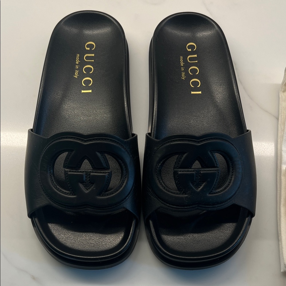 Gucci Black Logo Slide Sandals